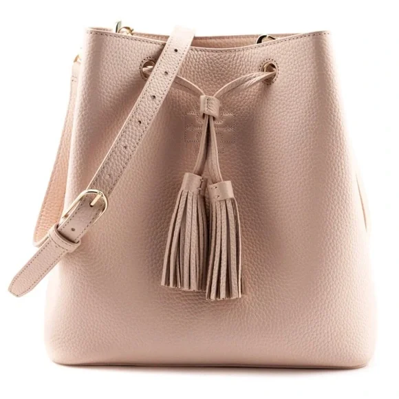 Tory Burch Light Nude Pink Bucket Bag Crossbody Purse - Picture 1 of 16
